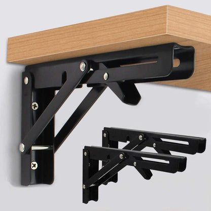 Folding Shelf Brackets - Heavy Duty Metal Collapsible Shelf Bracket (Pack of 2)